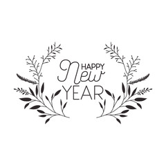 happy new year with branches and leafs