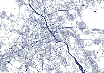Fototapeta Map of the city of Warsaw, Poland obraz