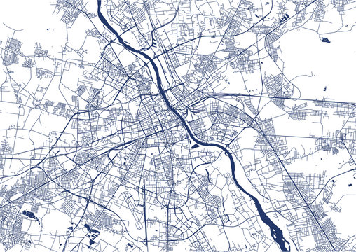 Fototapeta Map of the city of Warsaw, Poland