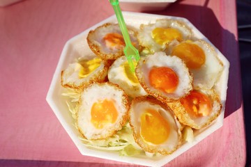 Quail eggs at street food