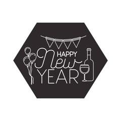 happy new year with elements decorative