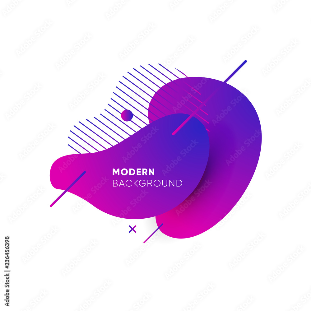 Wall mural dynamical colored graphic elements. gradient abstract banners with flowing liquid shapes. template f