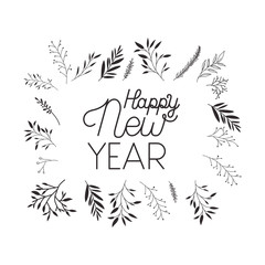 happy new year with branches and leafs