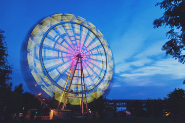 The Ferris wheel, Night, Novosibirsk, Russia