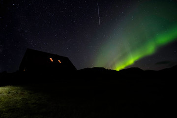 mountain cottage night sky