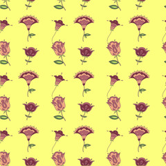 Seamless background pattern.Retro stylized flower pattern - illustrator. 