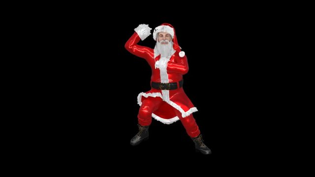 Santa is dancing gangnam style, transparent background