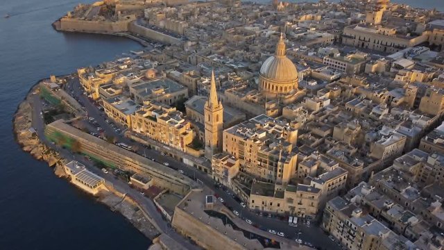Aerial landscape of the capital Valetta, Malta