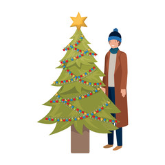 man with christmas tree avatar character