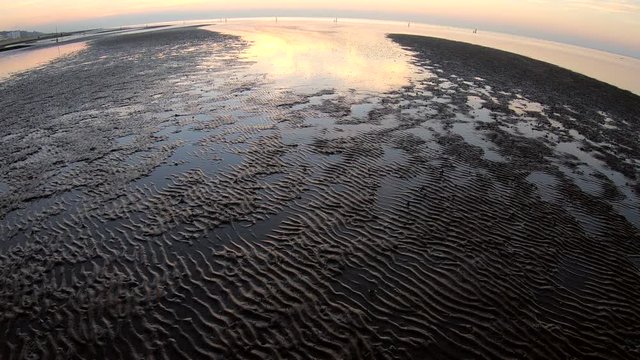 Wattenmeer, Rippelmarken, Sonnenuntergang