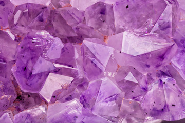 Detail of the translucent crystals of a fluorite stone