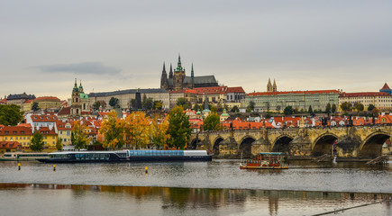 Fototapeta premium View to Charles Bridge and Prague Castle