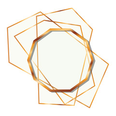 golden frame decagon isolated icon