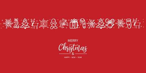 Merry Christmas and Happy New Year. Hand Drawn. Vector illustration.