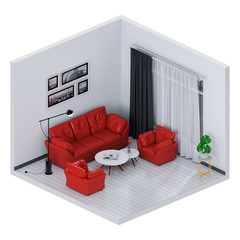 mock up interior living room, 3D render