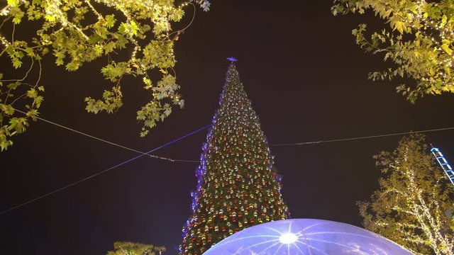 Los Angeles, NOV 19: Night view of the beautiful christmas lights of the Grove on NOV 19, 2018 at Los Angeles