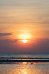 Beautiful tropical beach sunset with golden lights background,Koh Samui Thailand