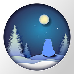 Naklejka premium Moon and bear