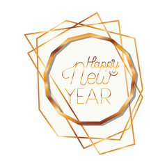 golden frame with label happy new year