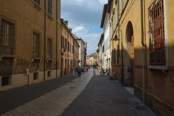 Fototapeta na wymiar A street in the center of Ravenna city, Italy