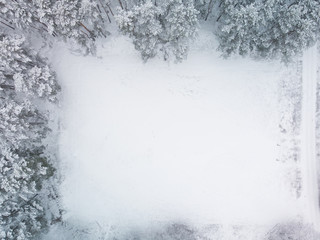 Snow-covered field - view from above