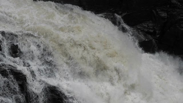 Heavy White Water Rapids. Water falls. Mountain river.