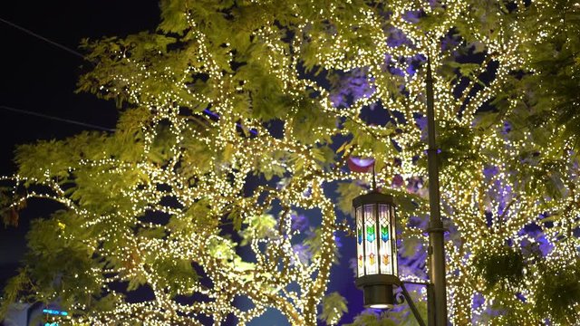 Los Angeles, NOV 19: Night view of the beautiful christmas lights of the Grove on NOV 19, 2018 at Los Angeles