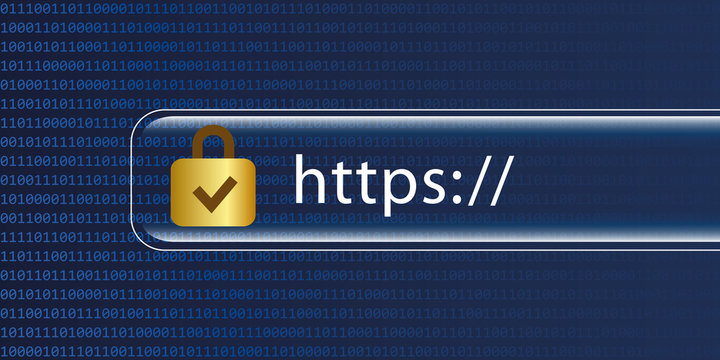 https safe web blue digital binary code background vector illustration EPS10
