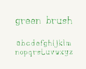 Alphabet brush design, green color. Lowercase letters. EPS 10