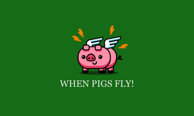 When Pigs Fly Poster Vector Illustration