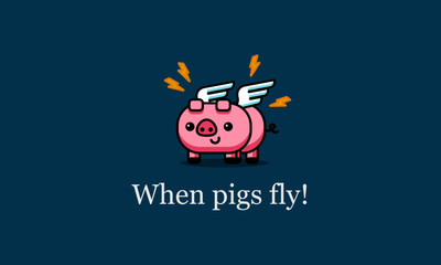 When Pigs Fly Poster Vector Illustration