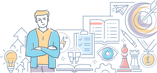 Personal development - modern line design style vector illustration