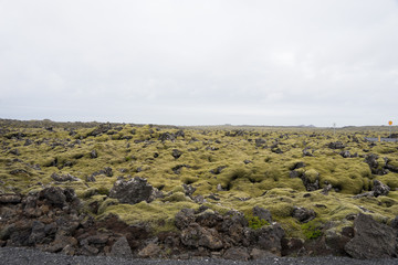 Fototapeta na wymiar Lavafeld bei der „blauen Lagune“ (Bláa Lónið) - Island 