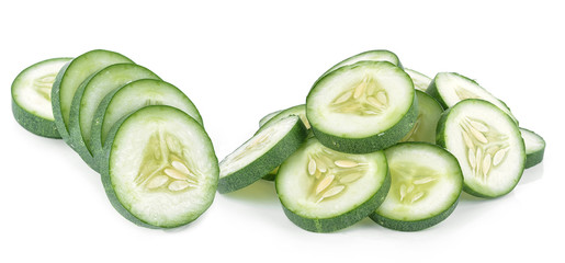 Slice of cucumber isolated on white