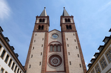 Fototapeta na wymiar Cathedral in Wurzburg, Bavaria, Germany, dedicated to Saint Kilian