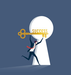 Businessman with key of success. Business concept vector