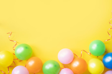 Holiday background with colorful balloon. Copy space.