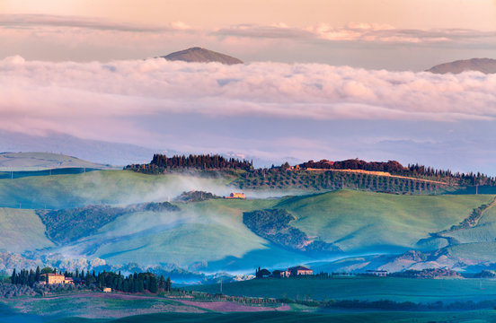 Tuscany landscape at sunrise