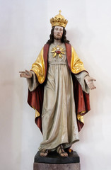 Fototapeta na wymiar Sacred Heart of Jesus, statue in the Saint Lawrence church in Denkendorf, Germany