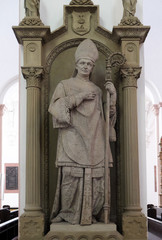 Tomb memorial for Bishop Georg Anton von Stahl in Wurzburg Cathedral dedicated to Saint Kilian, Bavaria, Germany