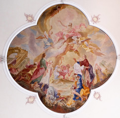 Ascension of Christ, fresco in the Saint Nicholas Evangelical church, Aalen, Germany