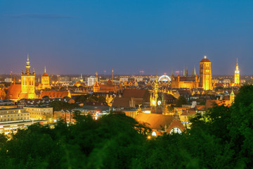 Fototapeta na wymiar Panorama of Gdansk at night