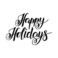 Happy Holidays hand drawn lettering typography
