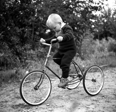 Young boy on the bicycle