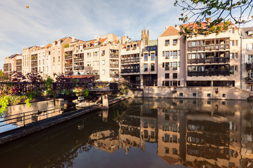 Fototapeta na wymiar Architecture of Metz and Moselle River