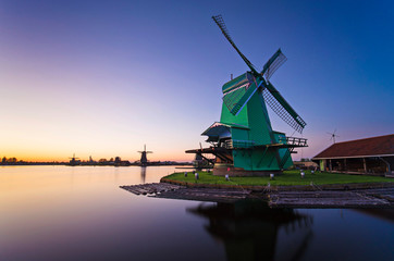 Fototapeta na wymiar Netherlands windmills,Zaanse Schans,Zaandam