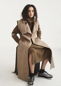 Portrait of mixed race model in studio