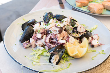Sea salad with lemon