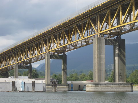 Ironworkers Memorial Second Narrows Crossing (Ironworkers Memorial Bridge, Highway 1) Over Burrard Inlet At The Second Narrows In Vancouver British Columbia