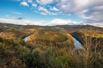 River Nora meander in Asturias, Spain.